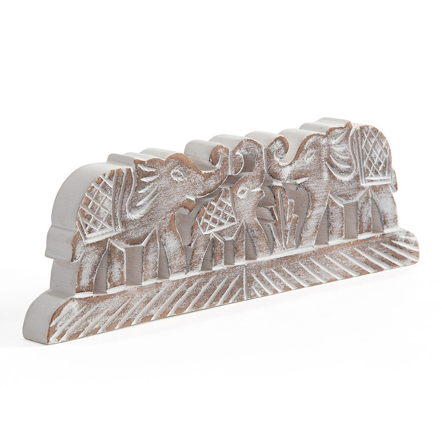 Handcrafted Elephant Family Tabletop Decor 31x2.5x10cm