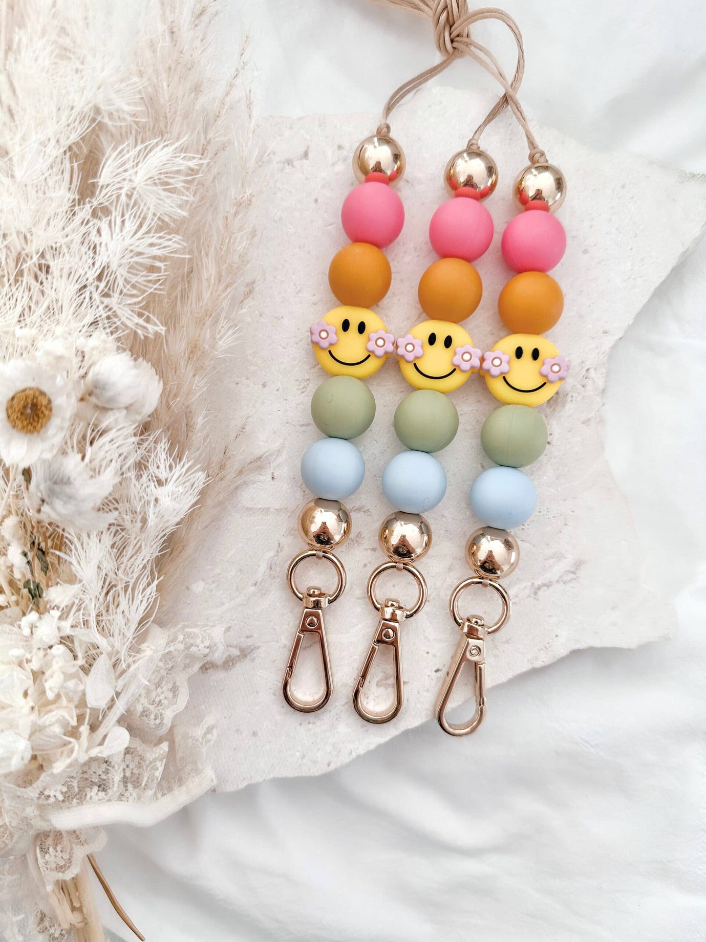 Retro Happy Rainbow Lanyard