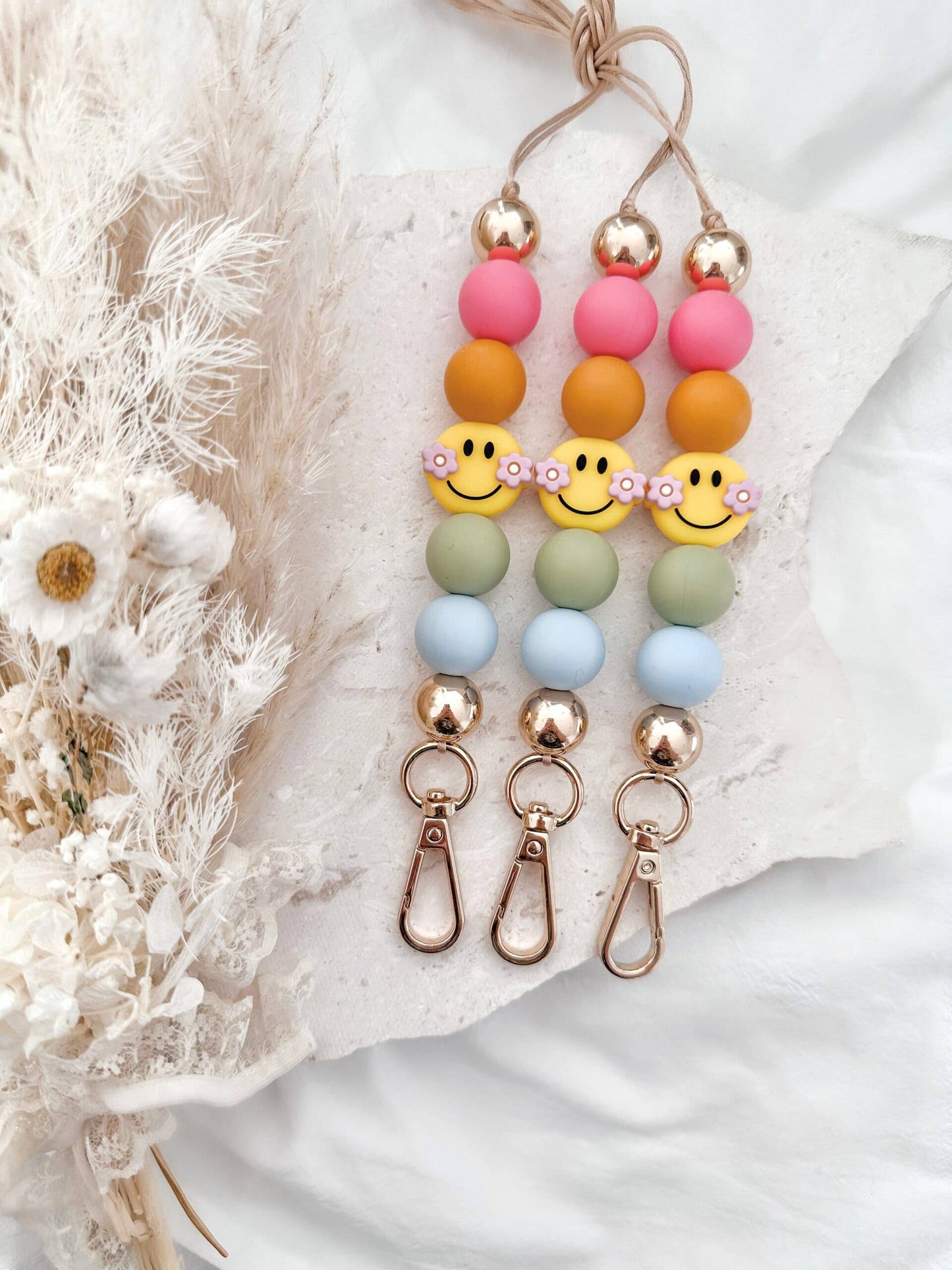 Retro Happy Rainbow Lanyard