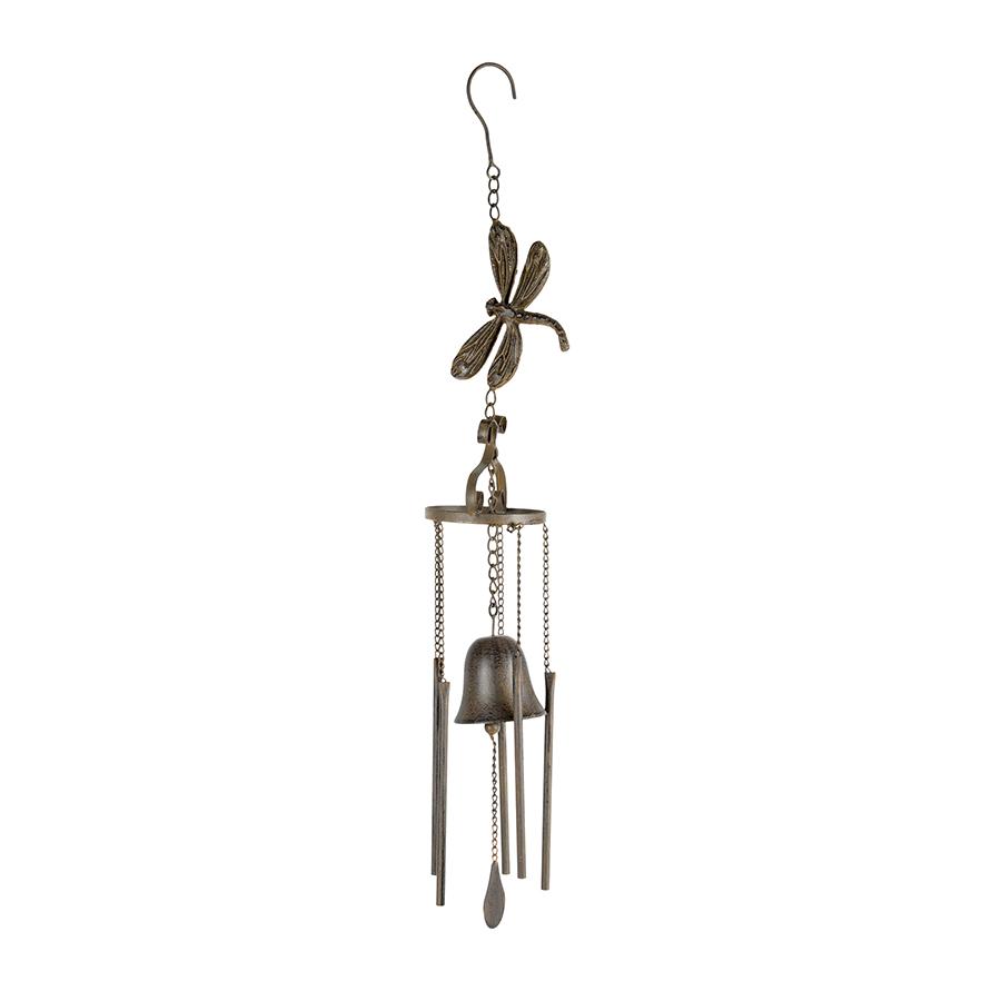 Hanging Cast-Iron Dragonfly Chimes w/Bell