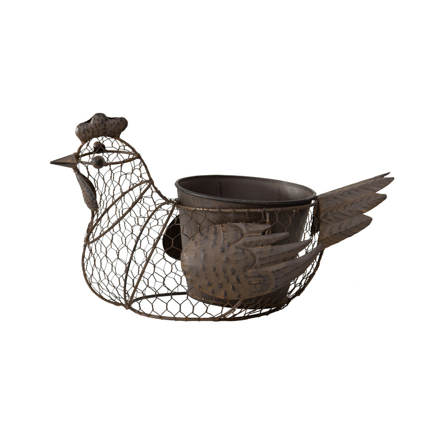 Chicken-Wire Chook w/ Pot & Handle 36x20x11.5-27cm