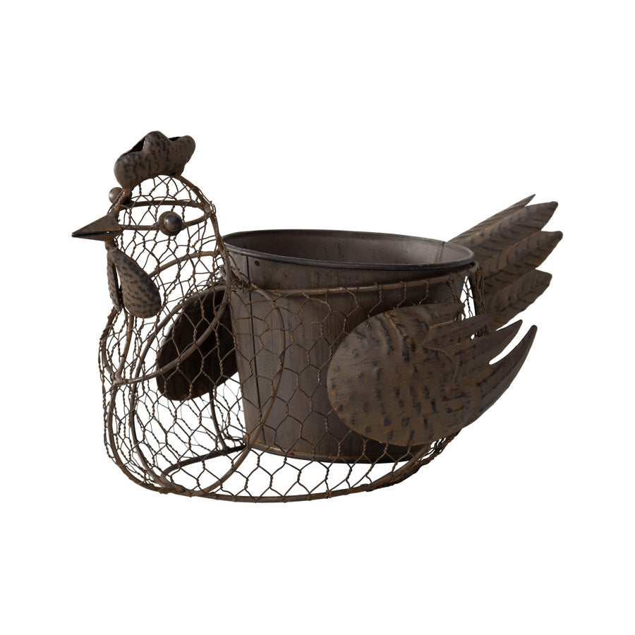 Chicken-Wire Chook w/ Pot & Handle 36x20x11.5-27cm