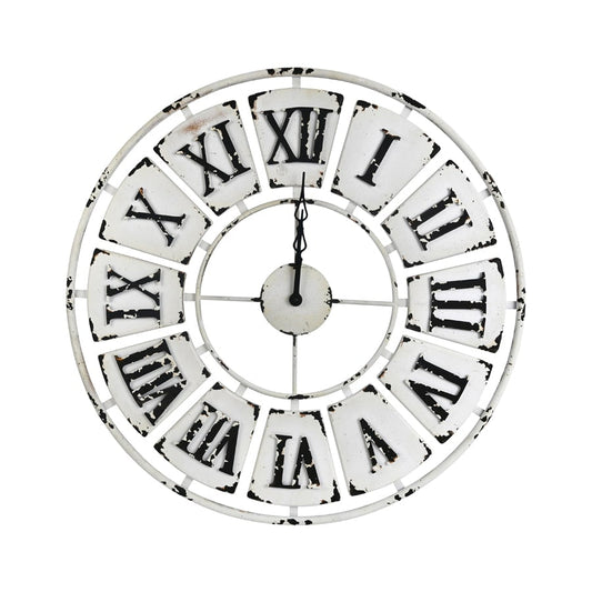 Antique Roman Numeral Round 84cm Wall Clock - White