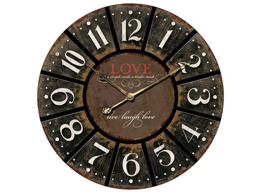 XL Round Charcoal Clock w/Love NEW Clocks