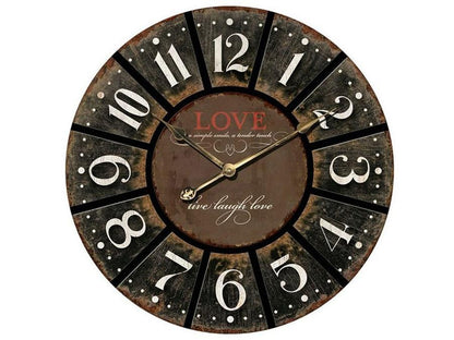 XL Round Charcoal Clock w/Love NEW Clocks