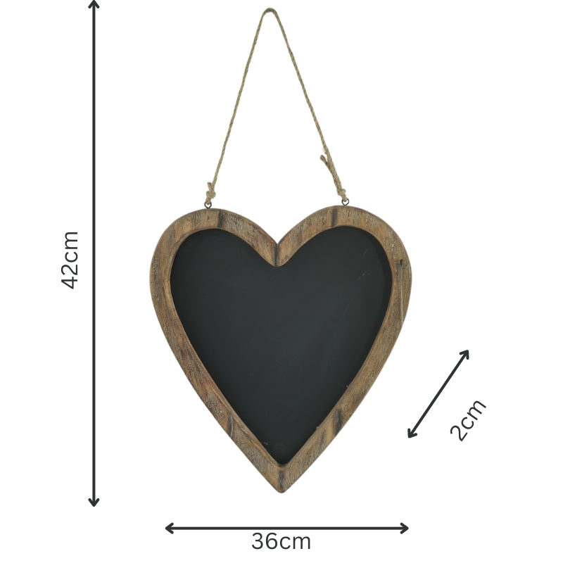 Wood-framed Hanging Heart Blackboard 36x2x42cm