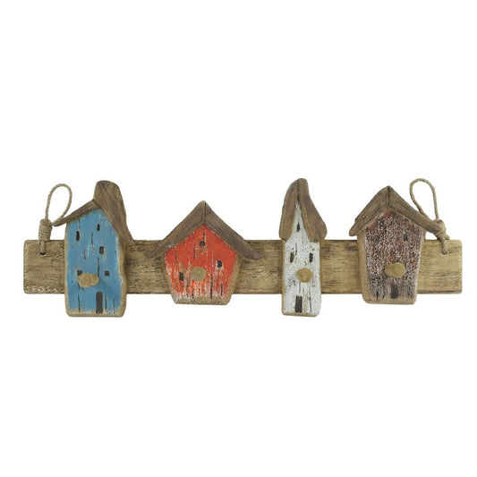 Handcrafted Beach Houses 4-Hook Wall Hanging 65x8x20cm