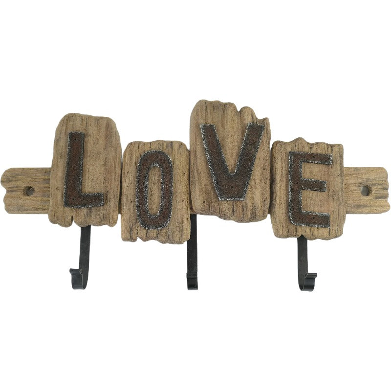 Handcrafted 'Love' 3-Hook Wall Hanging 56x4x27.5cm