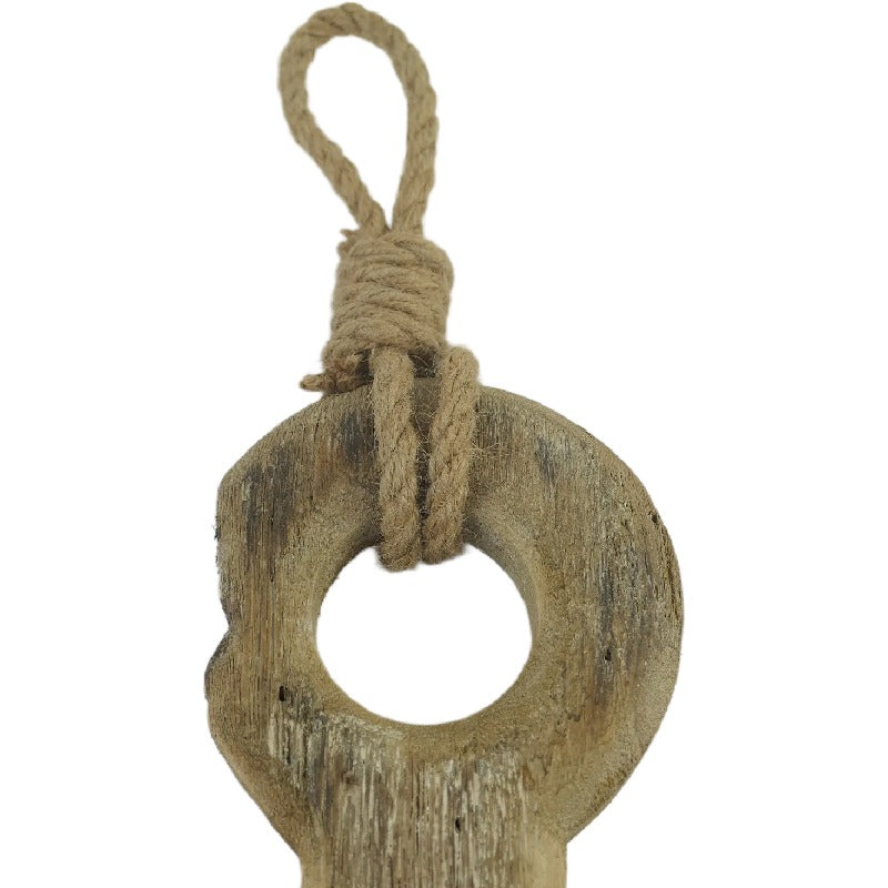 Handcrafted Wooden Anchor Wall Hanging w/3 Hooks 39.5x6.5x63cm