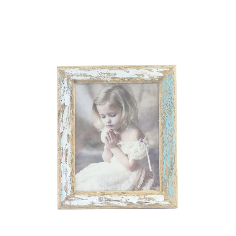 Blue + Whitewash Handcrafted 8x10" Photoframe 27x2x32cm