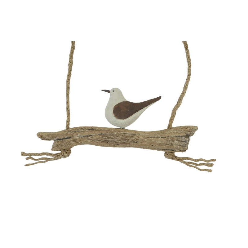 Birds on Driftwood w/Rope Wall Art 17x2.5x47cm