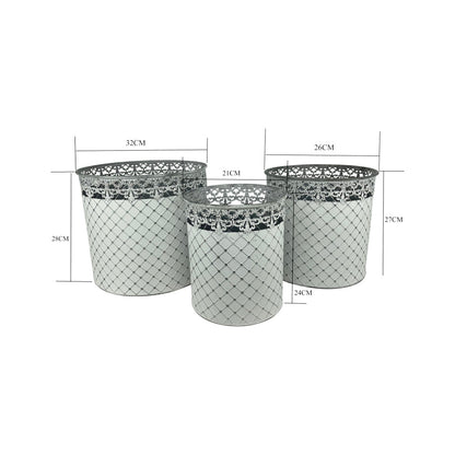 Set/2 Nested French Country Round Planter / Storage 32x28/27x26cm