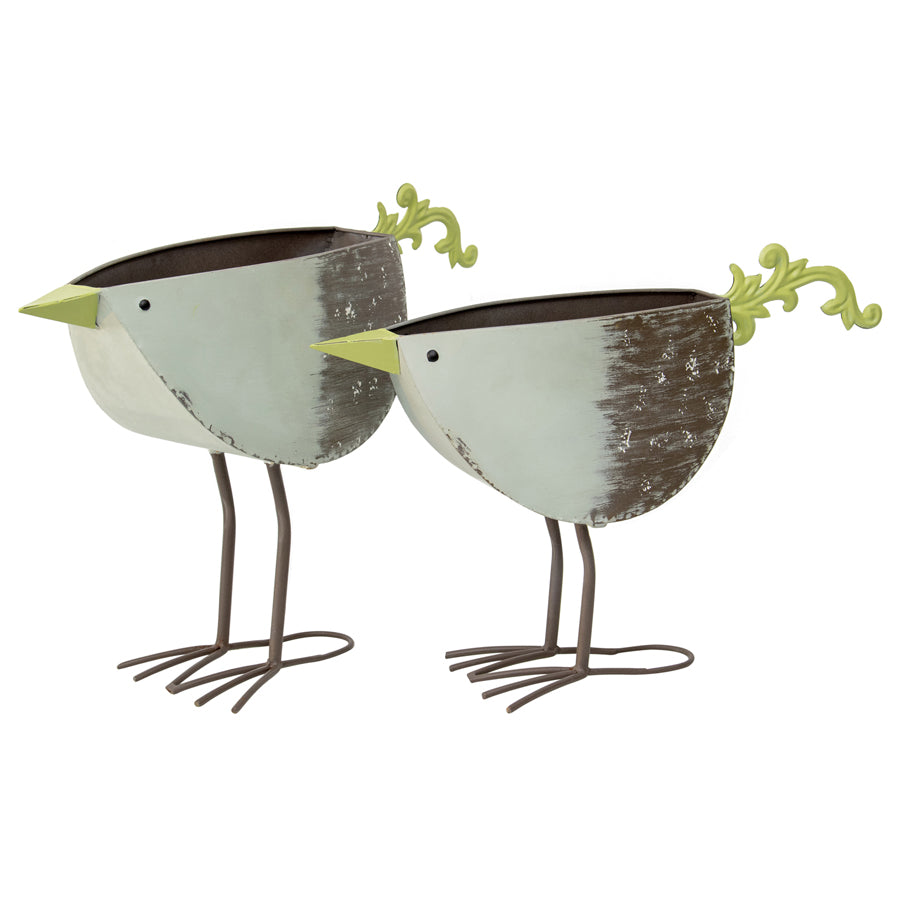 Set/2 Nested Green Bird Planters / Storage 49.5x13.5x36.5/45x15x39cm