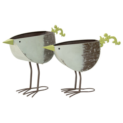 Set/2 Nested Green Bird Planters / Storage 49.5x13.5x36.5/45x15x39cm