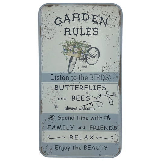 Distressed White Garden Rules Wall Art 31x1.5x61cm