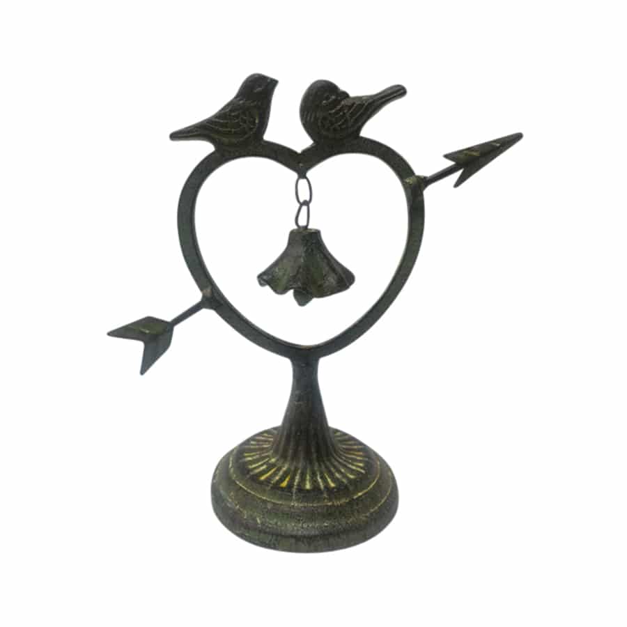 Decorative Cast-Iron Heart w/Birds & Bell 22.5x10.5x22cm