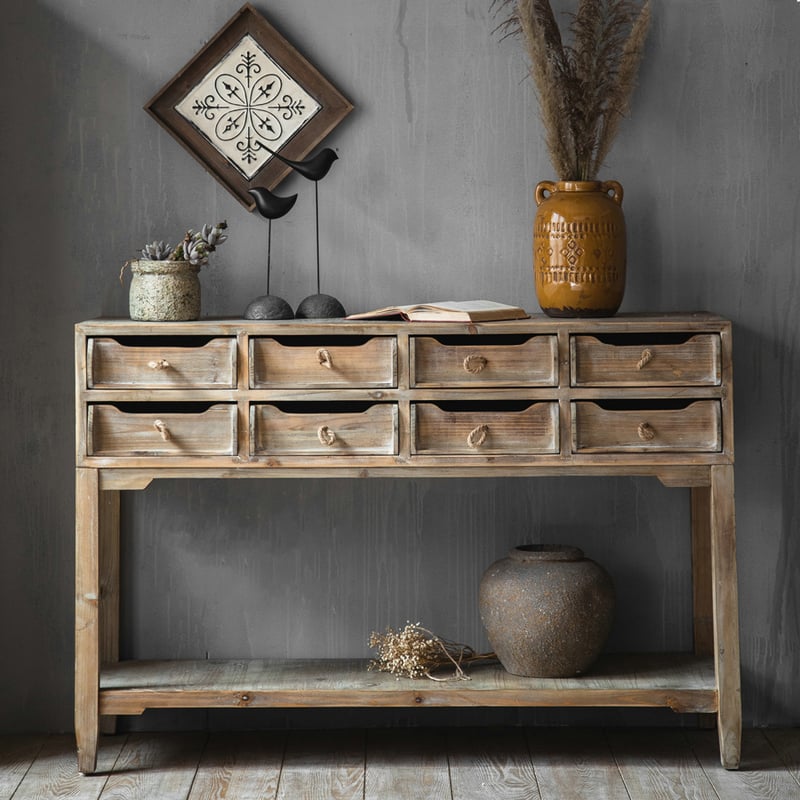 Chateau 8-Drawer Console Table 120x40x80cm - Millies Home Decor