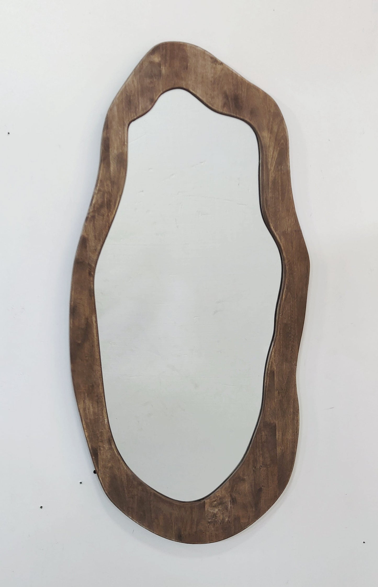 100cm Mid-Century Asymmetric Wood-Framed Wall Mirror 49x2x100cm