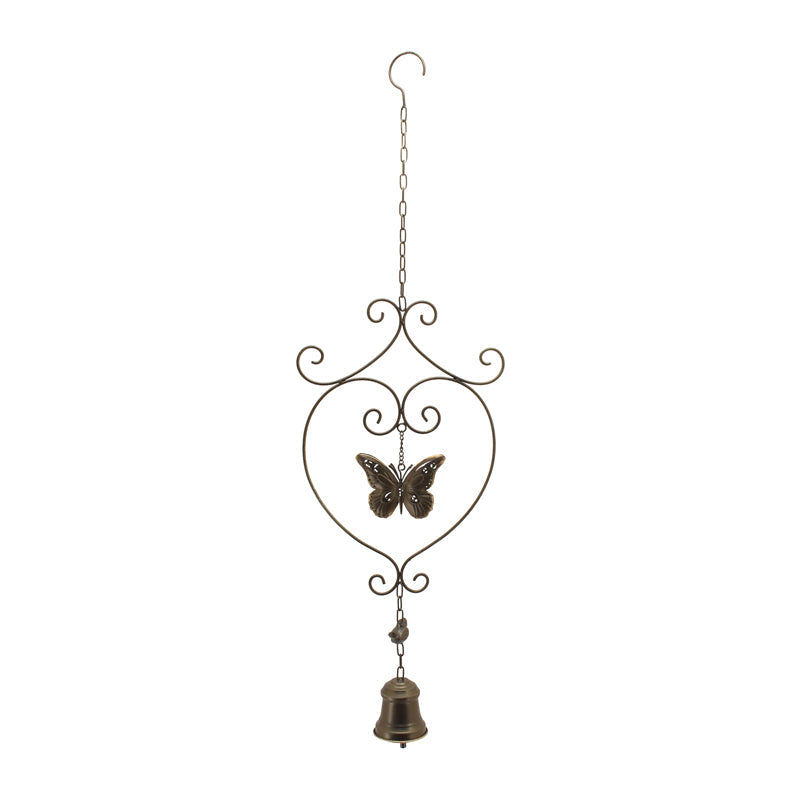 Hanging Butterfly w/Bird + Bell 27x7x89cm