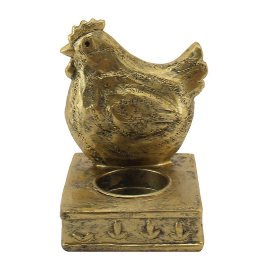 Antique Gold Chook Tealight Candle Holder 11x10x11.5cm