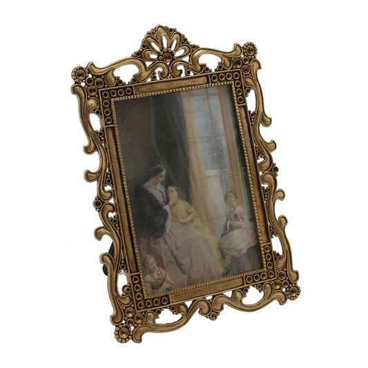 Antique Gold Metal Photoframe w/Ornate Swirls 12.5x1.5x18cm