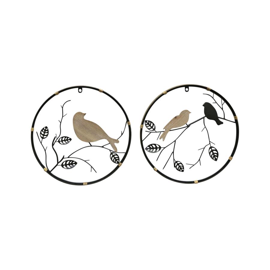 Set/2 Asst Contemporary Birds on Branch Wallart 40cm