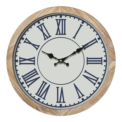 XL Hamptons Blue & White Wall Clock 60x6cm