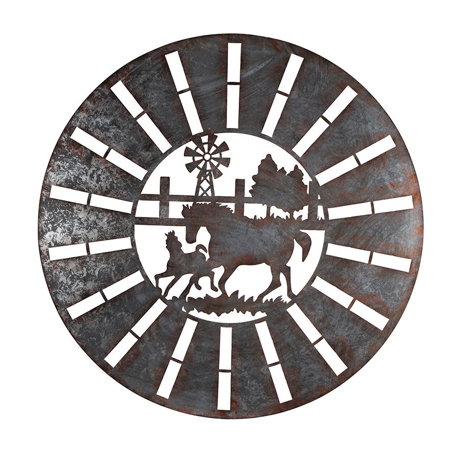 Galvanised w/Rust Horses Round Laser-cut Wall Art NEW Wall Art