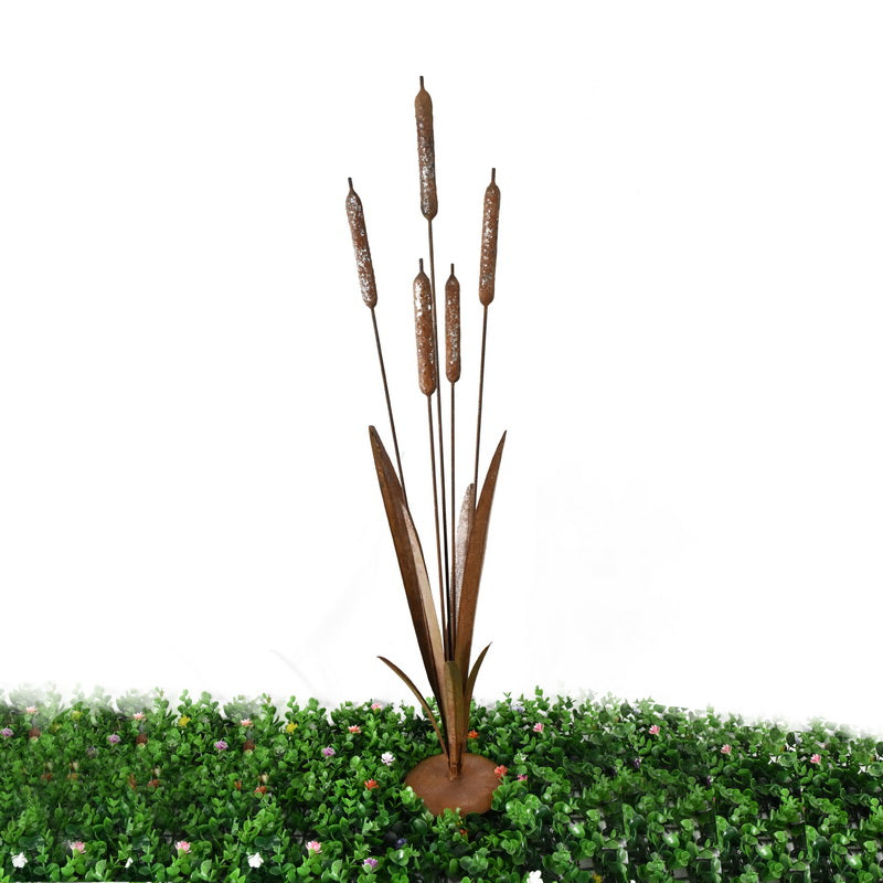 Rust Bulrush Decoration on Stand 22x22x91cm