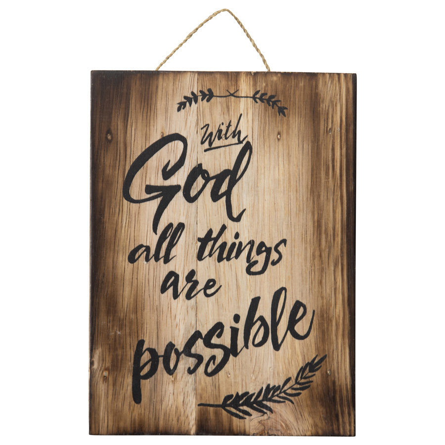 Handmade 'All Things Are Possible' Sign Wall Art