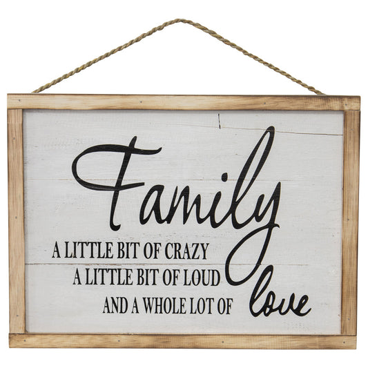 Handmade 'Family Crazy Love' Sign Wall Art