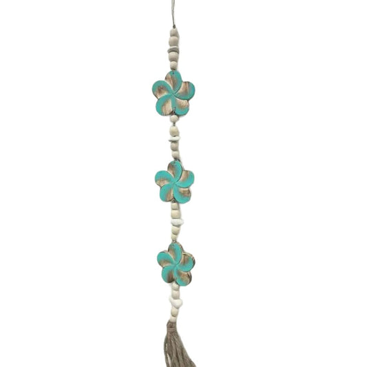 Turquoise Flowers w/Beads + Tassel Mobile 9x2x90cm