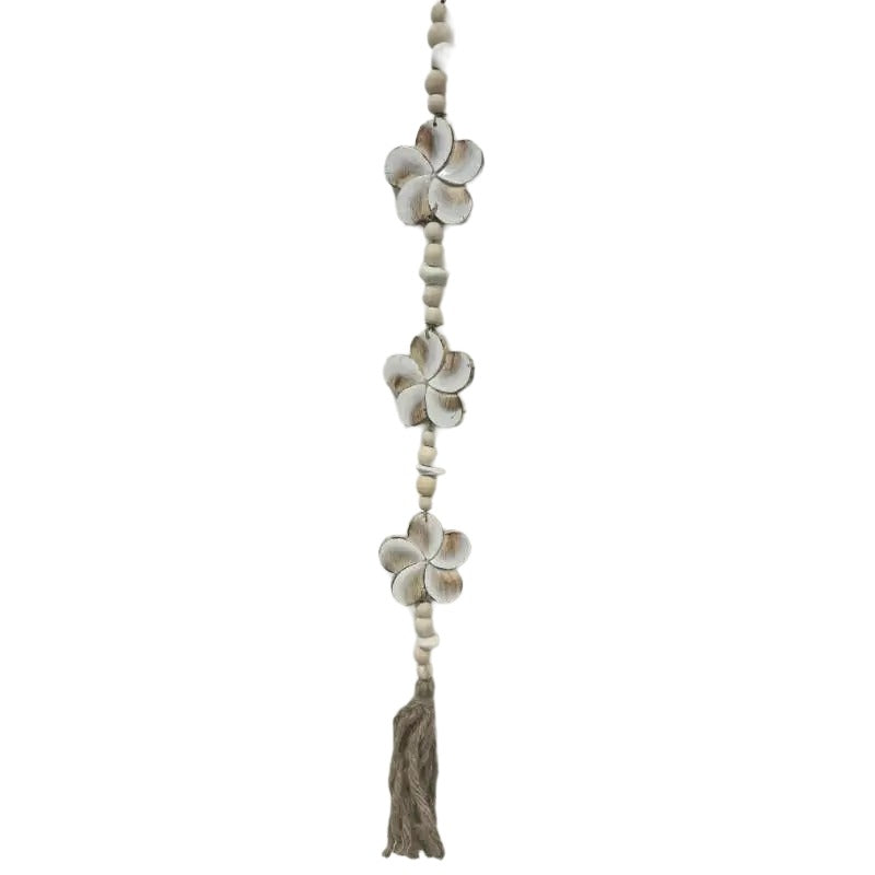 White Flowers w/Beads + Tassel Mobile 9x2x90cm