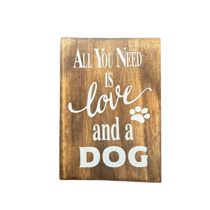 Love + Dog Handcrafted Wall Art 17x1.5x26cm