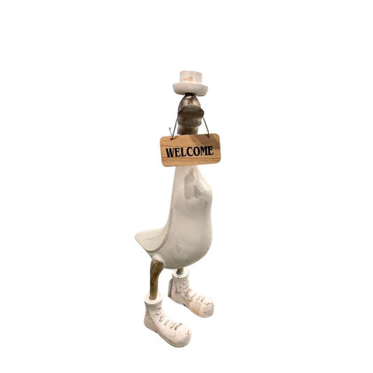 HandcraftedDuck Figurine w/welcome Sign  40x 20x 43cm