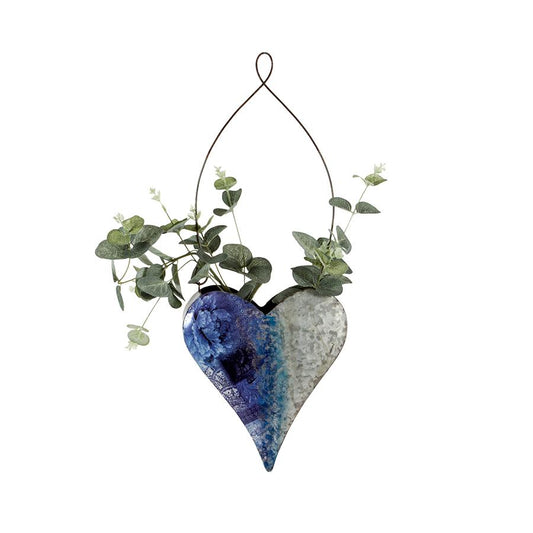 'Natures Art' w/Blue Heart Hanging Potplanter