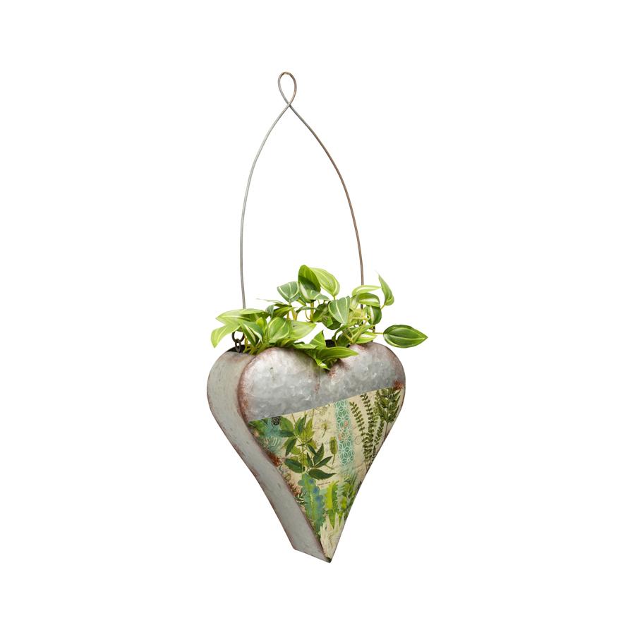 'Natures Art' w/Green Heart Hanging Potplanter