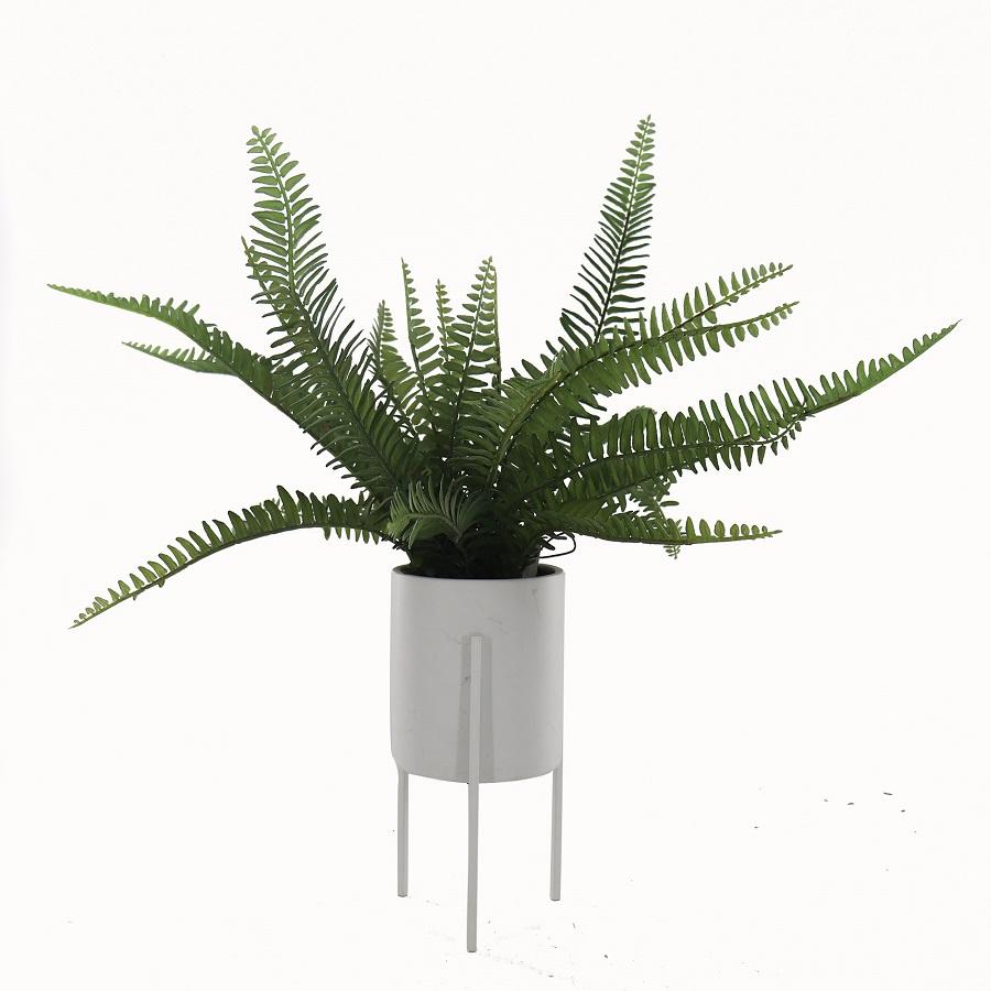 Artificial Boston Fern in Ceramic Pot w Stand 43x56cm