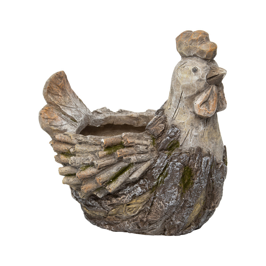 Rustic Rooster Planter w/Hole & Plug 30x25x32cm