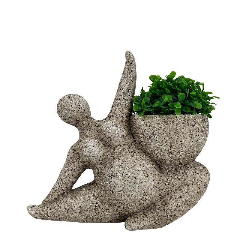 Arty Yoga Lady Planter w/Hole + Plug 22.5x10x22cm