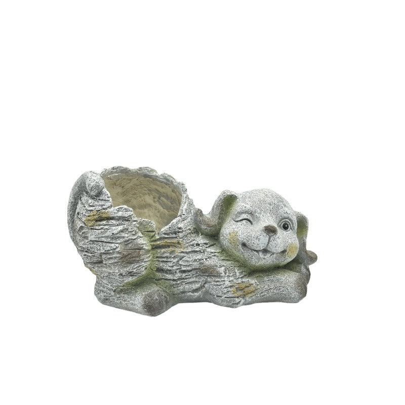 Winking Dog Planter w/Hole + Plug 36.5x20x19cm