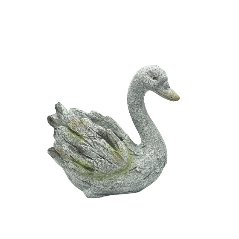 Elegant Swan Planter w/Hole + Plug 34.5x19x33.5cm