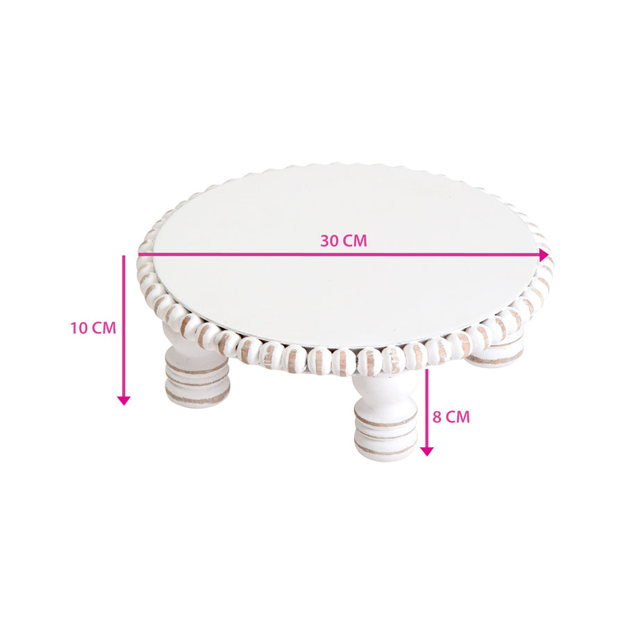 Mango Wood Round Beaded Display Stand 30x10cm