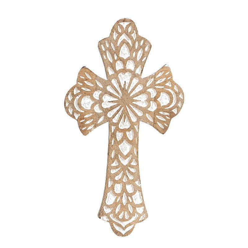 Handcrafted Budded Cross Wall Hanging 15x2x30cm