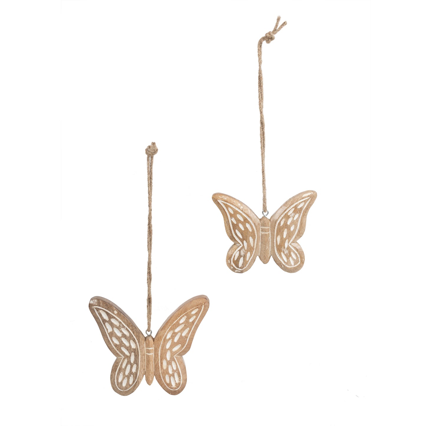 Set/2 Nested Handcrafted Hanging Butterflies 18x2x15/15x2x12cm