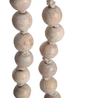 120cm XL Whitewash Mango Wood Bead Garland w/Tassle 120x2.5cm