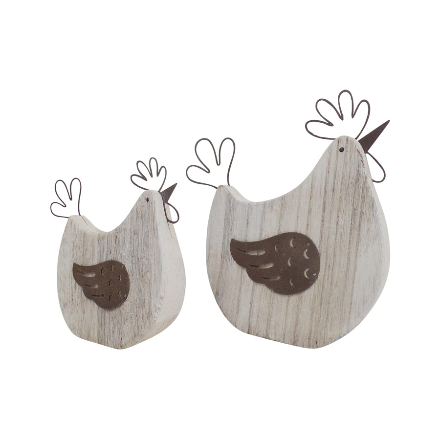 Set/2 Mum & Child French Country Chooks 17x3.5x16.5/12.5x3.3x12.5cm