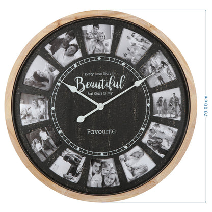 70cm Distressed Photo Gallery Collage Wall Clock 70x4.5cm