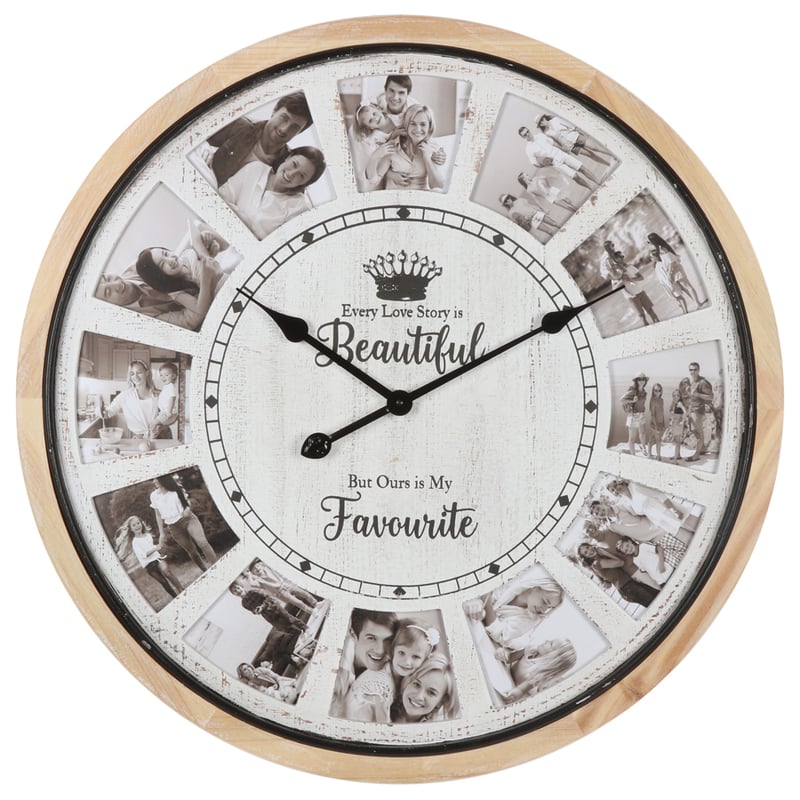 70cm Hamptons Photo Gallery Collage Wall Clock 70x4.5cm