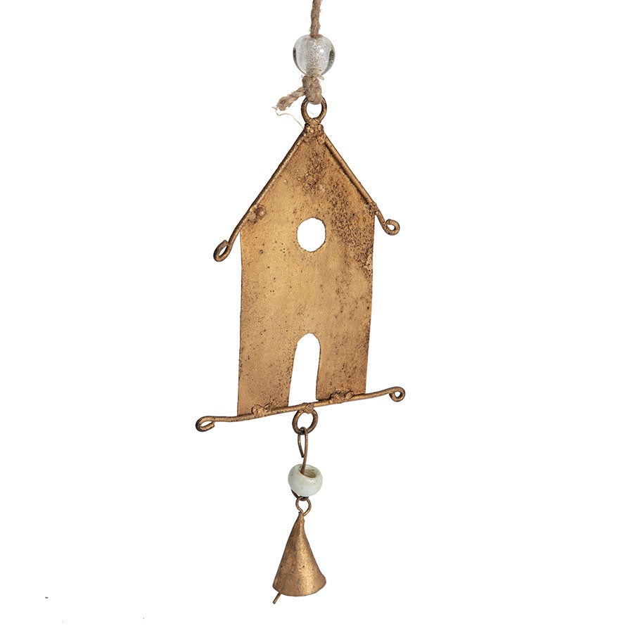 Handcrafted Houses w/Bells Hanging Mobile 15x2.5x145-161cm